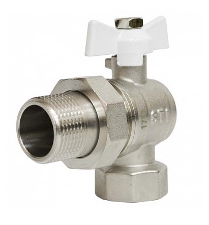 Кран шаровый 3/4" угловой с американкой бабочка STI