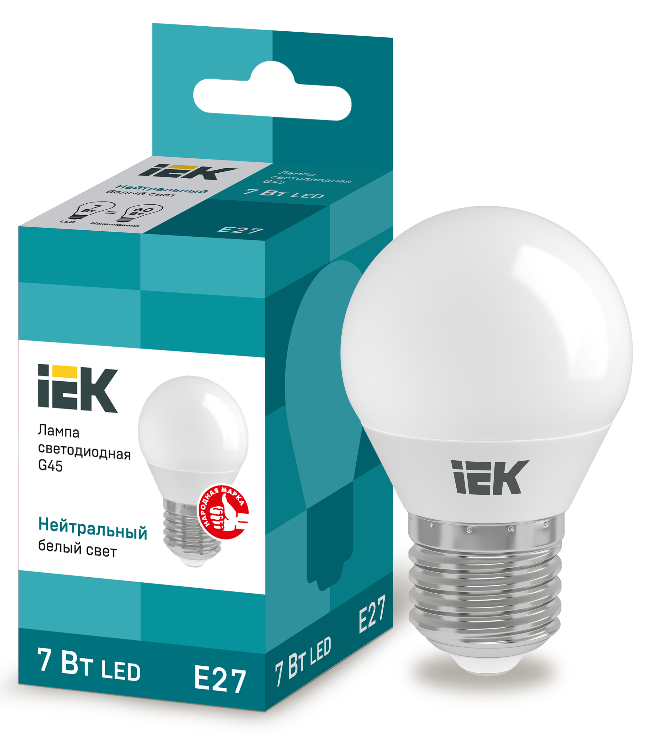 Лампа светодиодная LED-шар  7Вт 220В Е27 4000K 630Лм IEK