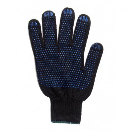 Перчатки х/б с ПВХ 5нитки Точка черные
