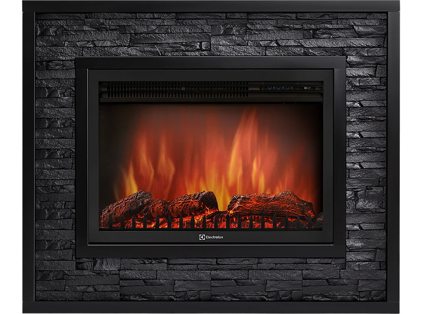 Портал для камина Loft 30, 1180х985х300мм, 37кг, камень черный, эмаль черная Electrolux