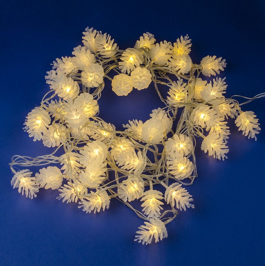Гирлянда светодиод LED-шишки Uniel, 5м, тёпл.бел.свет, ULD-S0500-050/DTA WARM WHITE PINE CONES, IP20