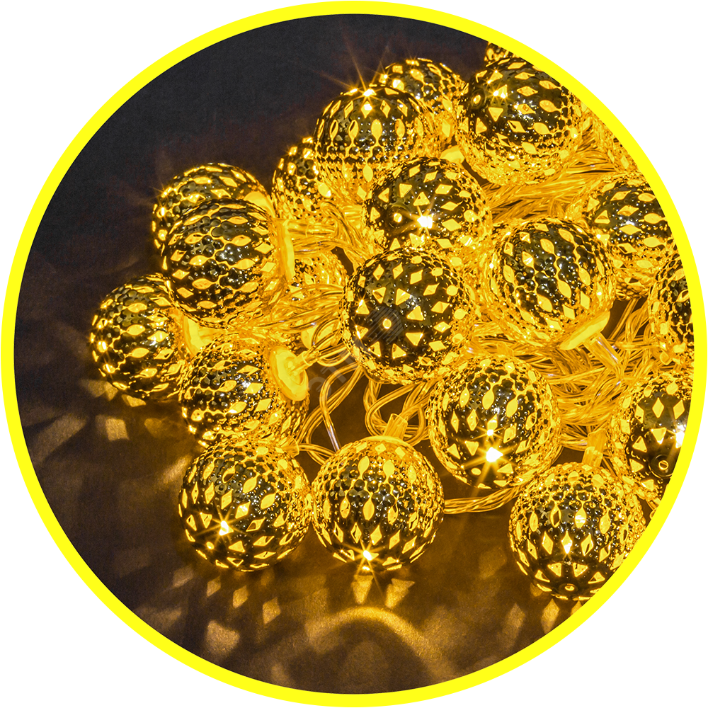 Гирлянда светодиод NGF-D003-30WW-230-золотые шарики (металл) Navigator Group 21447, 10 ламп 3,9м