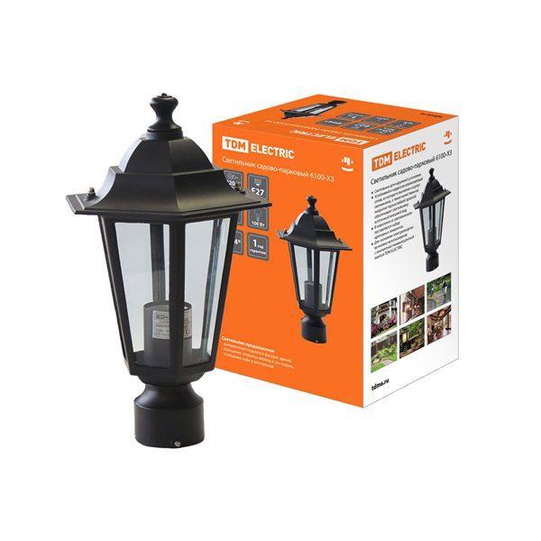 Светильник сад-парк 6100-03 шестигран 100Вт, на опору, черный Е27 TDM  SQ0330-0008