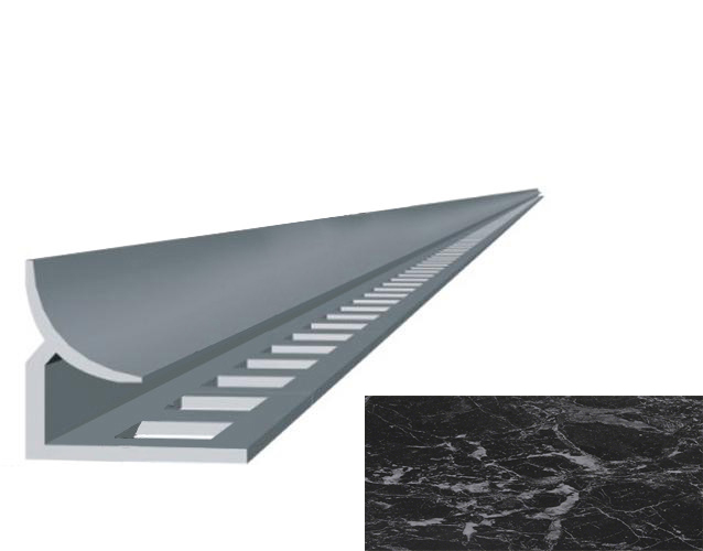 Профиль д/кафеля внутренн ПВХ, 9мм черный мрамор 2,7м №105