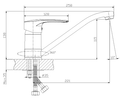 Смеситель кухня Россинка Т40-21