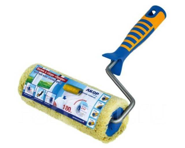 Валик 180мм нитяной Профи (синтекс) ворс 18мм, ручка 8мм 2-х комп. АКОР 208