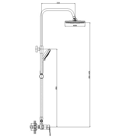 Душевой гарнитур "Тропический дождь"+ лейка 5 поз ROSSINKA S35-45