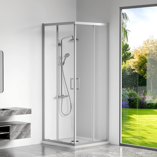 Душевое ограждение CUBE CR-90-C-СН, хром.профиль/прозрач.стекло 5мм, квадрат., раздвиж.дв 