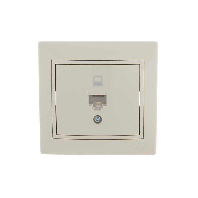 Розетка MIRA компьютерная RJ45 бежевая с бежевой вставкой 701-0303-139