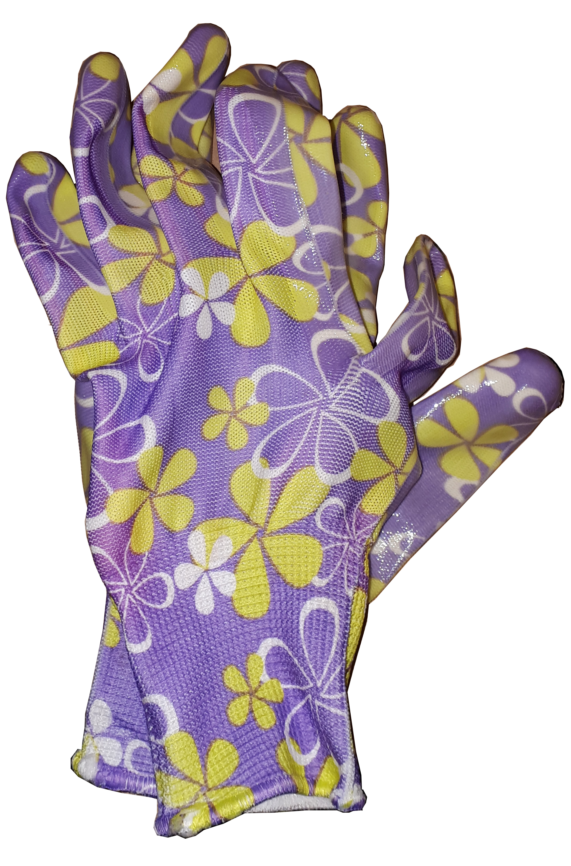 Перчатки нейлон с принтом сиреневые 5887