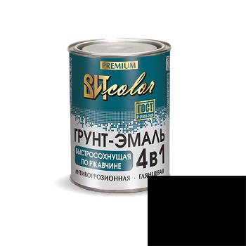 Грунт эмаль черная 0,8кг 4 в1 быстросохнующая 5ч. по ржавчине ВИТ color 1час