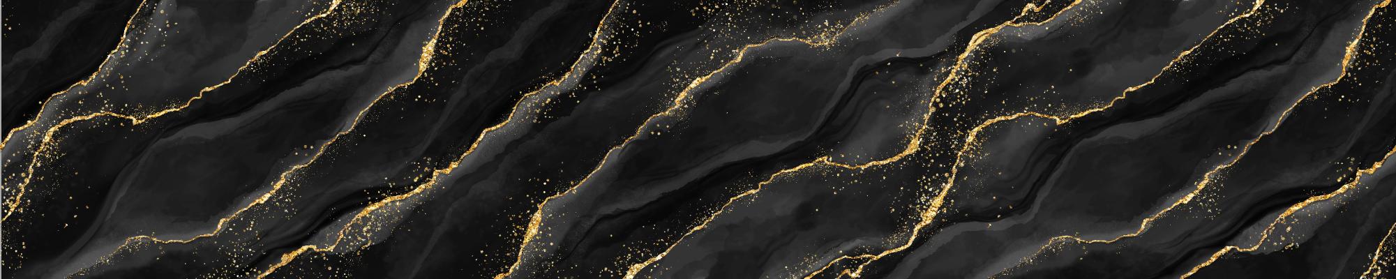 Фартук Листовая панель ПВХ Мрамор золото черный 3,0м Ур.