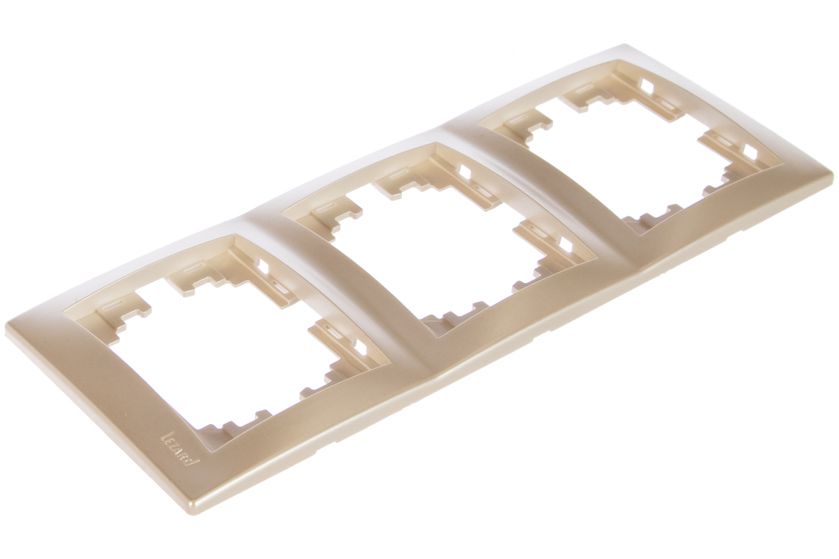 Рамка MIRA 3 поста горизонт жемчужно-белая перламутр без вставки 701-3000-148