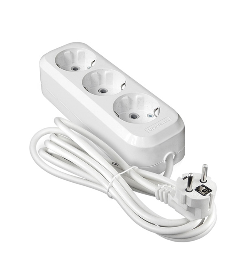 Удлинитель бытовой 3 розетки 3м с/з 13А AБC-пластик Россия 9631977