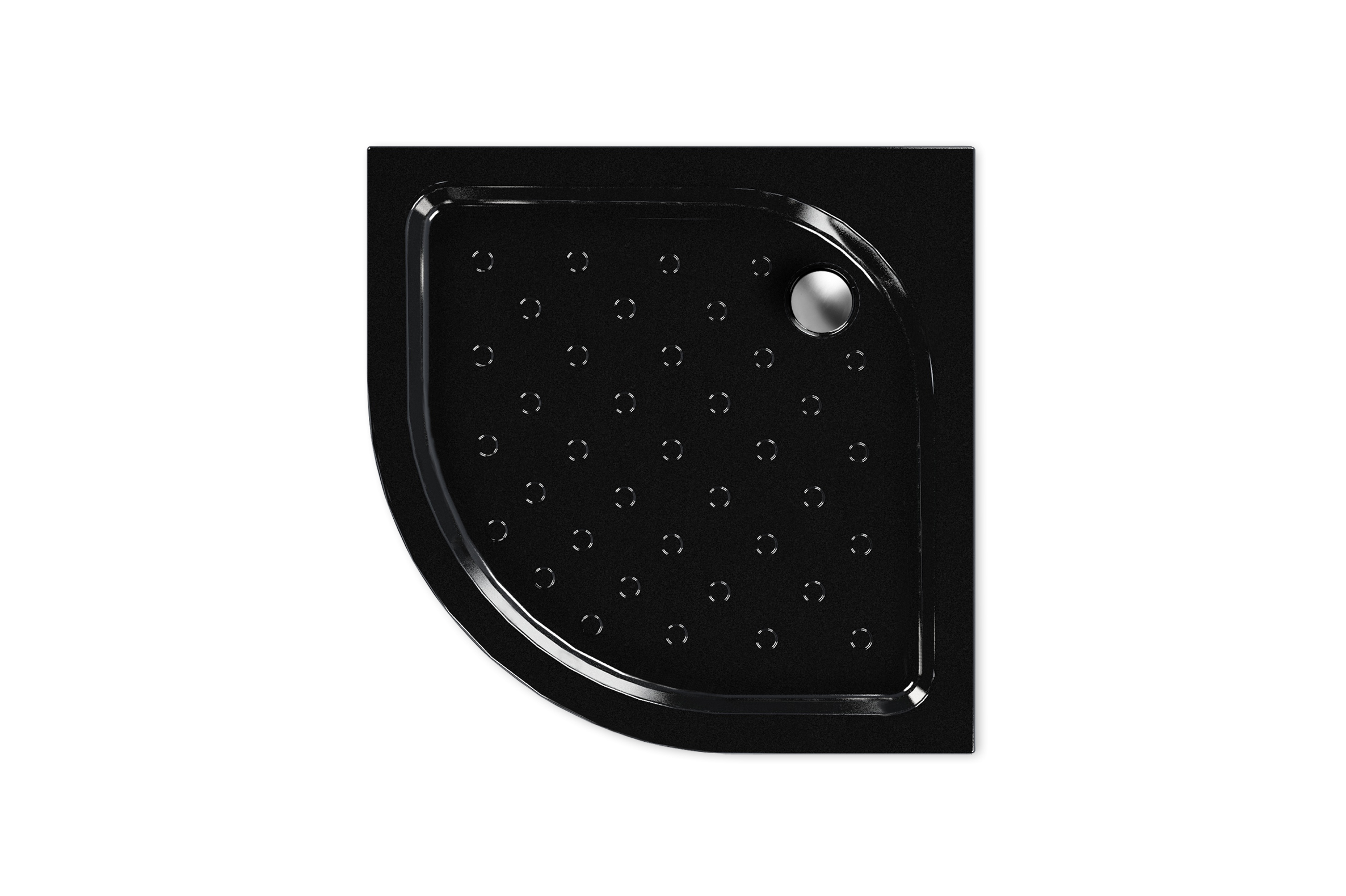 Душевой поддон акриловый полукруг 90*90*6 "Classic N" (каркас+экран) высота 16 см, ЧЕРНЫЙ