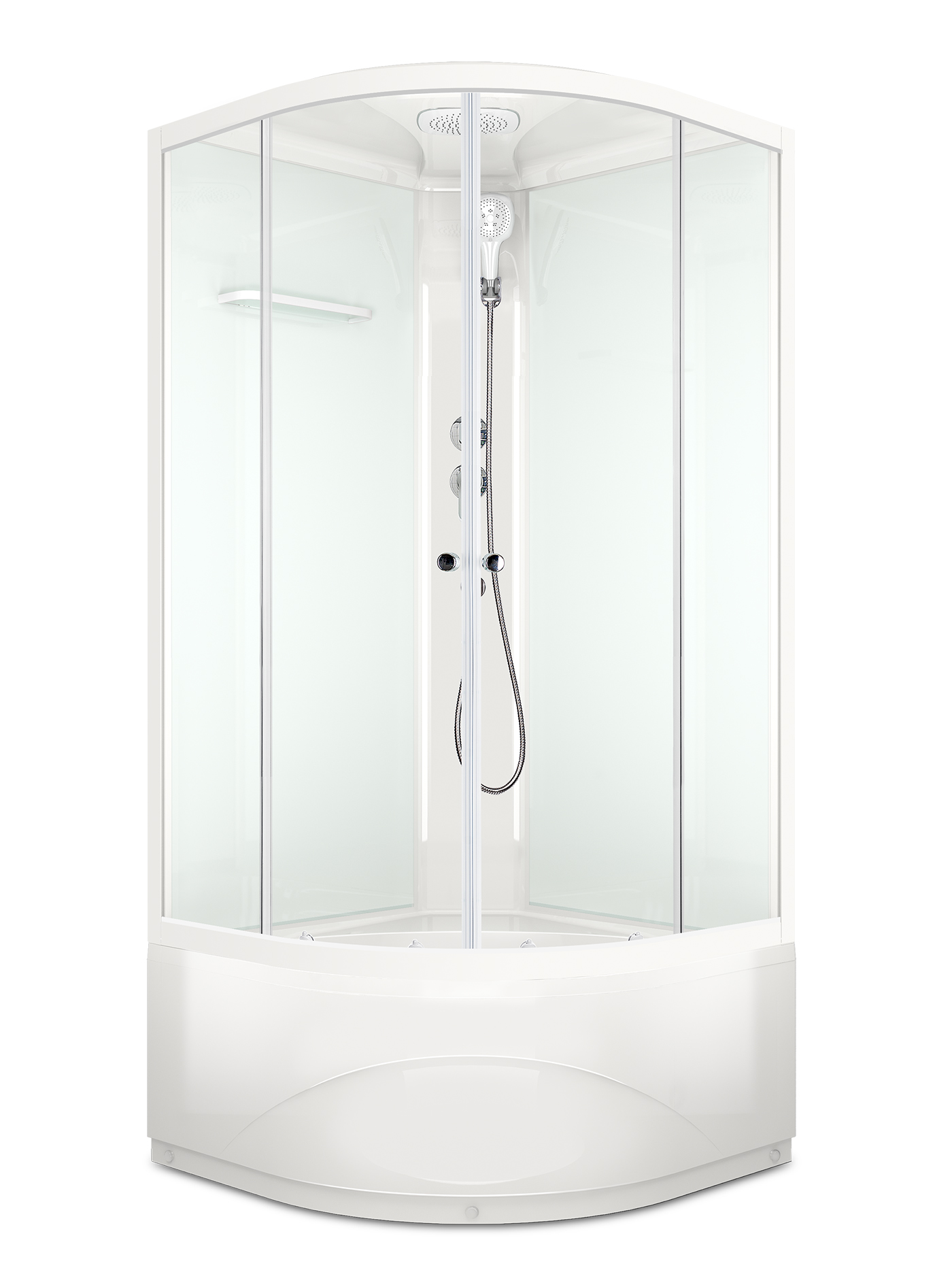 Кабина душевая Domani-Spa Delight Slim 2дв 88, 80*80*218см б/эл., низк.поддон, мат стек.,бел.ст