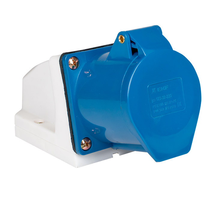 Розетка кабельная(силовая) 32А 2P+E IP44 на поверхность 220В EKF PROxima 123-32-220