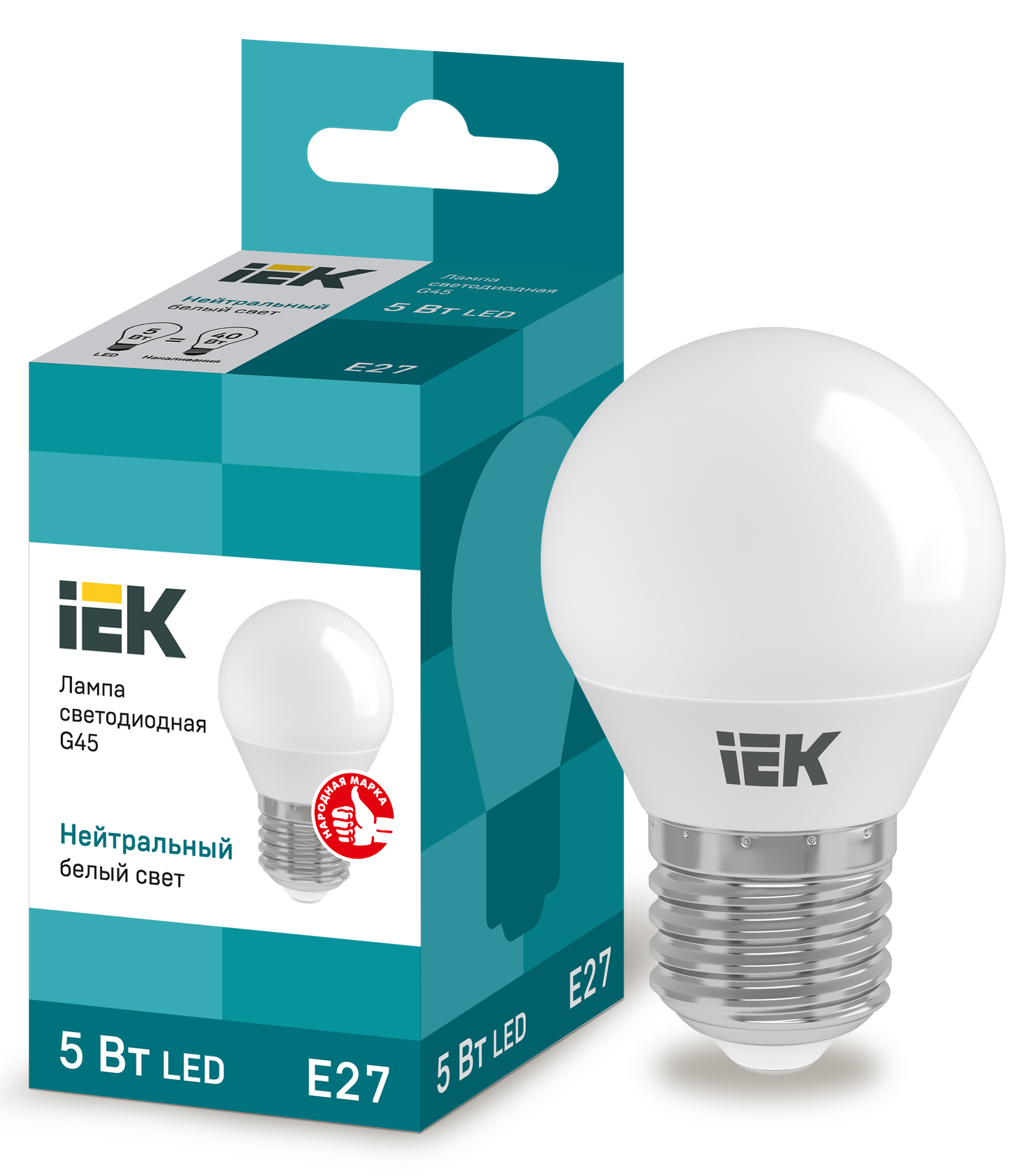 Лампа светодиодная LED-шар  5Вт 220В Е27 4000K 450Лм IEK