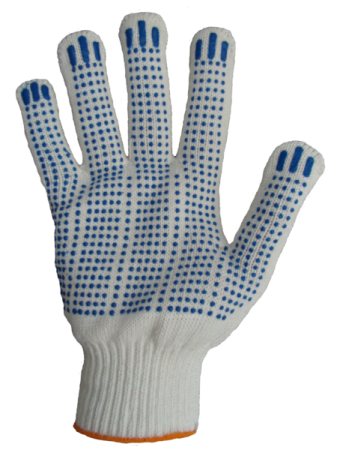 Перчатки х/б с ПВХ 7нитки Точка белые/ серые