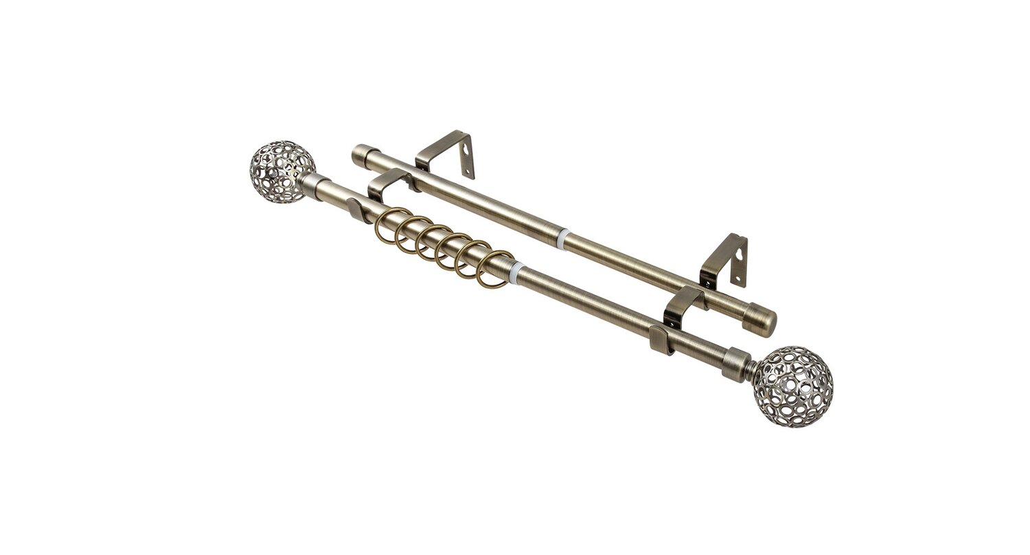 Карниз д.16 двойной золото антик.(1,6м-3,0м) наконечник Ажур