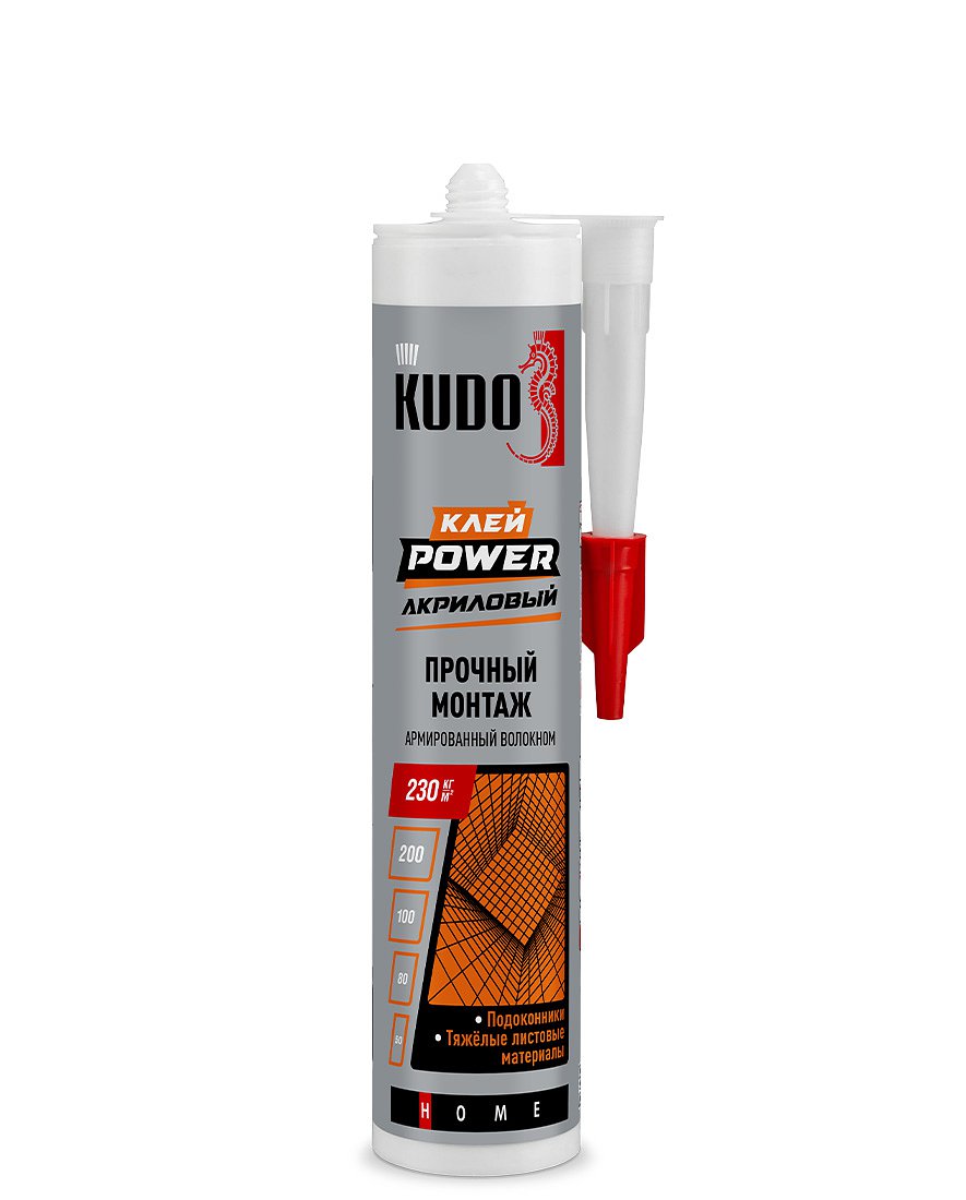 Жидкие гвозди KUDO® POWER 280 мл белые с арм. волокнами