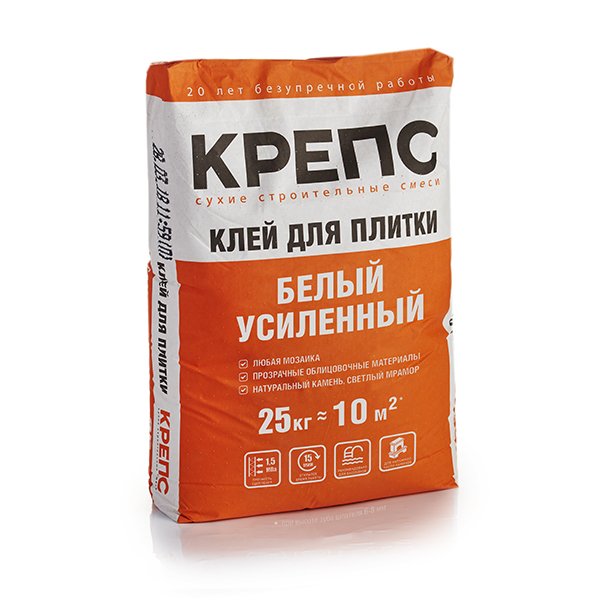 Клей д/плитки/гранит КРЕПС БЕЛЫЙ усиленный  25,0кг С2Т