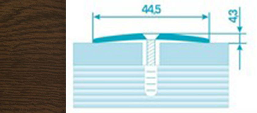 Порог ПС 04 180 шир 44,5мм дуб темный 091