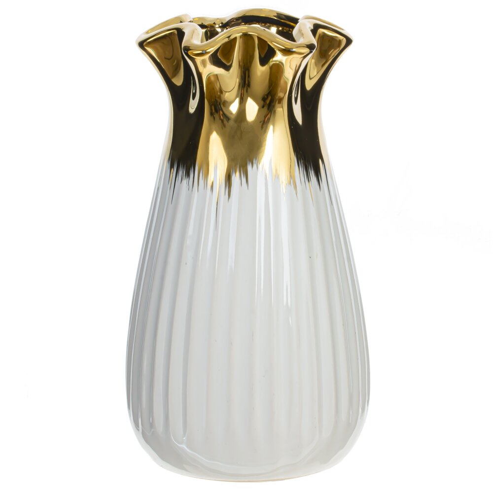 Ваза керамическая, бел./золото, 12*19 см, 796042