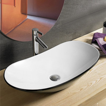 Умывальник 7811ABW черно-белый для столешницы (620*340*145) COMFORTY