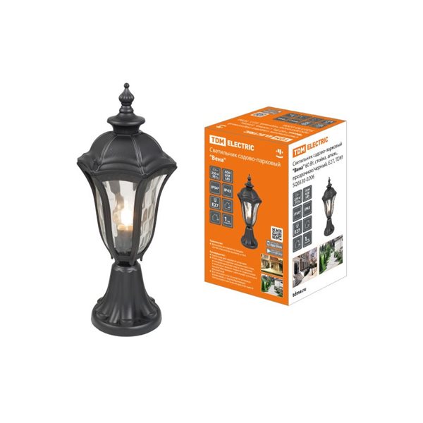 Светильник сад-парк Вена 60Вт, стойка, прозрач/черный Е27 TDM  SQ0330-0206