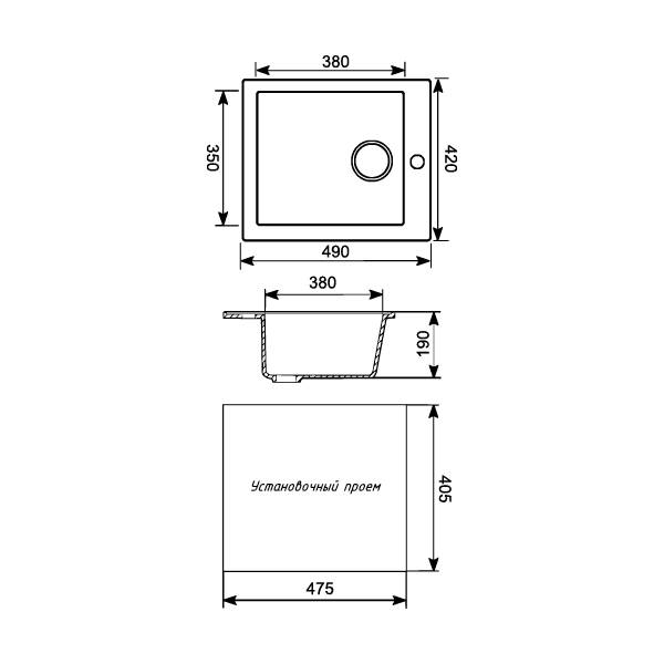 Мойка MIXLINE ML-GM14 черная (308) 500*420*190 мм