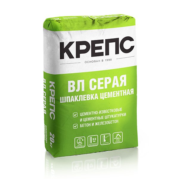 Шпатлевка цементная КРЕПС ВЛ финишная Серая 20,0кг