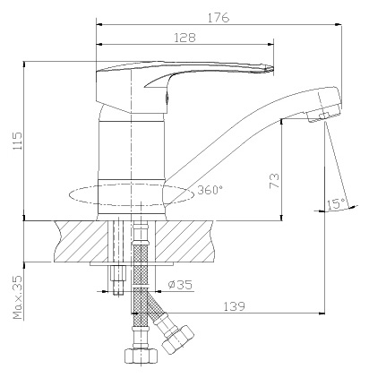 Смеситель раковина Россинка Т40-22