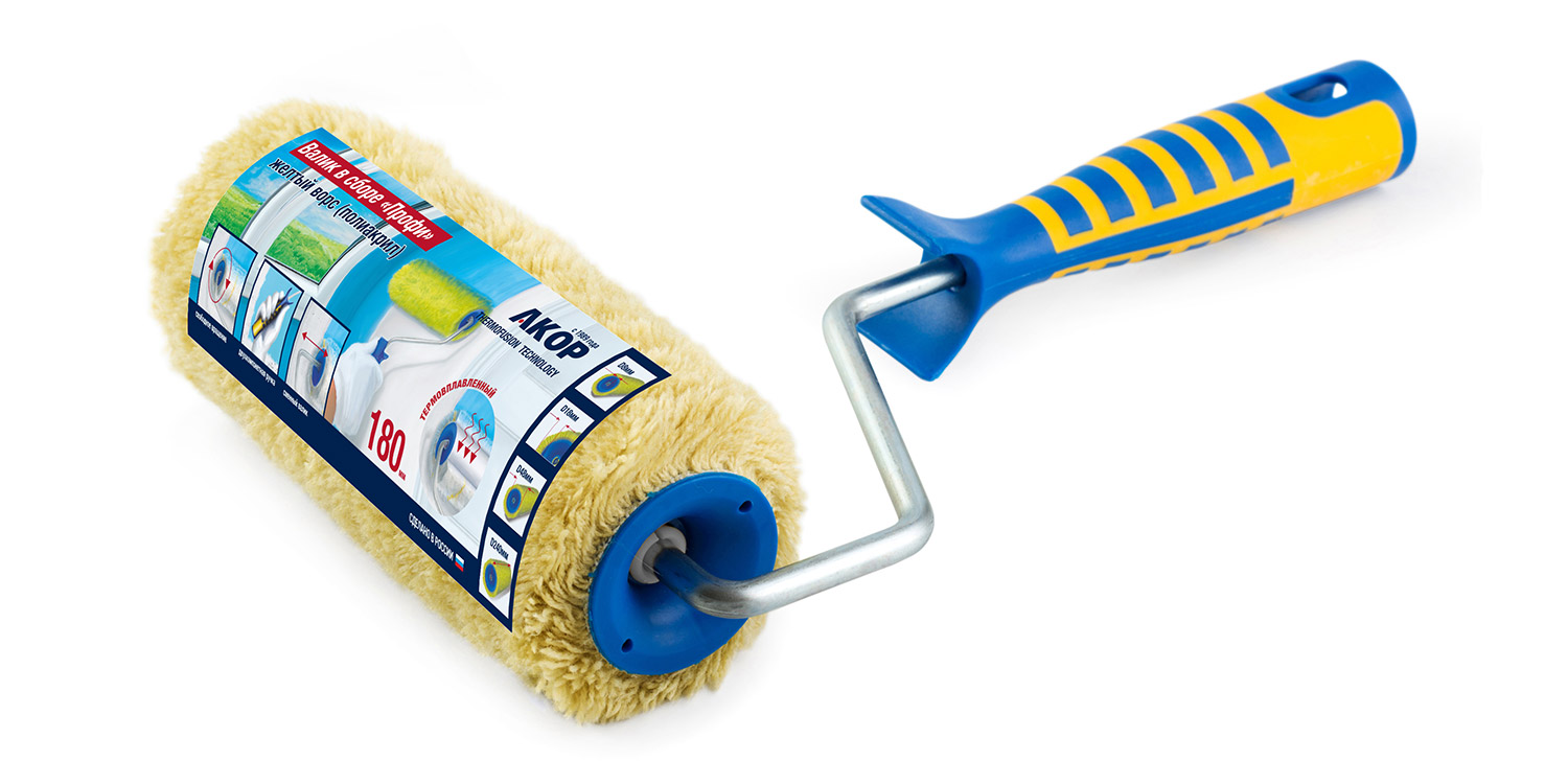 Валик 240мм нитяной Профи (синтекс) ворс 18мм, ручка 8мм 2-х комп. АКОР 209
