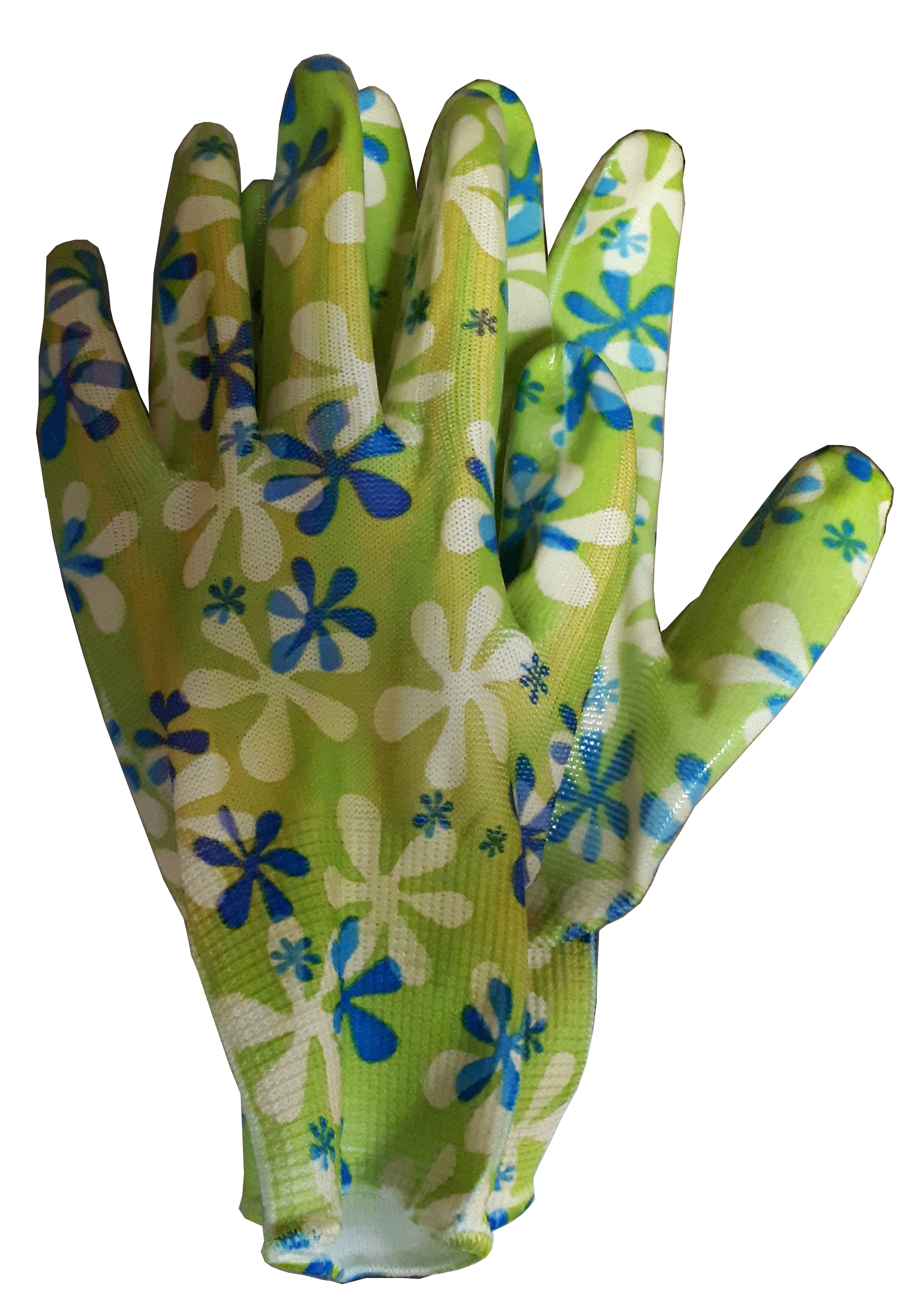 Перчатки нейлон с принтом зеленые 5885