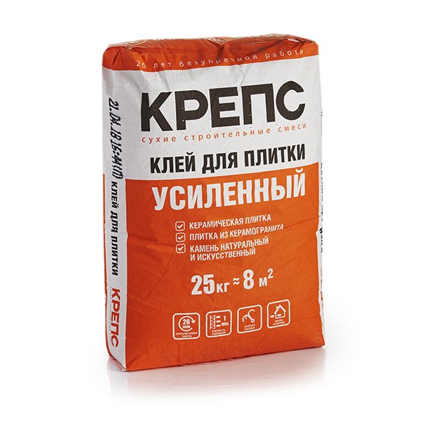 Клей д/плитки/гранит КРЕПС УСИЛЕННЫЙ 25,0кг, С1Т