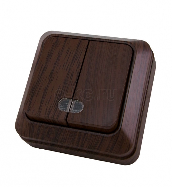 Выключатель Ладога 2клав с подсвет наружн бук 250В 10А SQ1801-0030