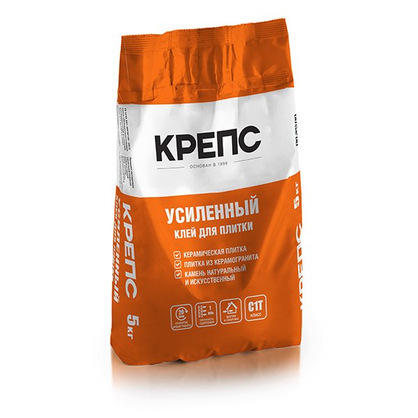 Клей д/плитки/гранит КРЕПС усиленный 5 кг