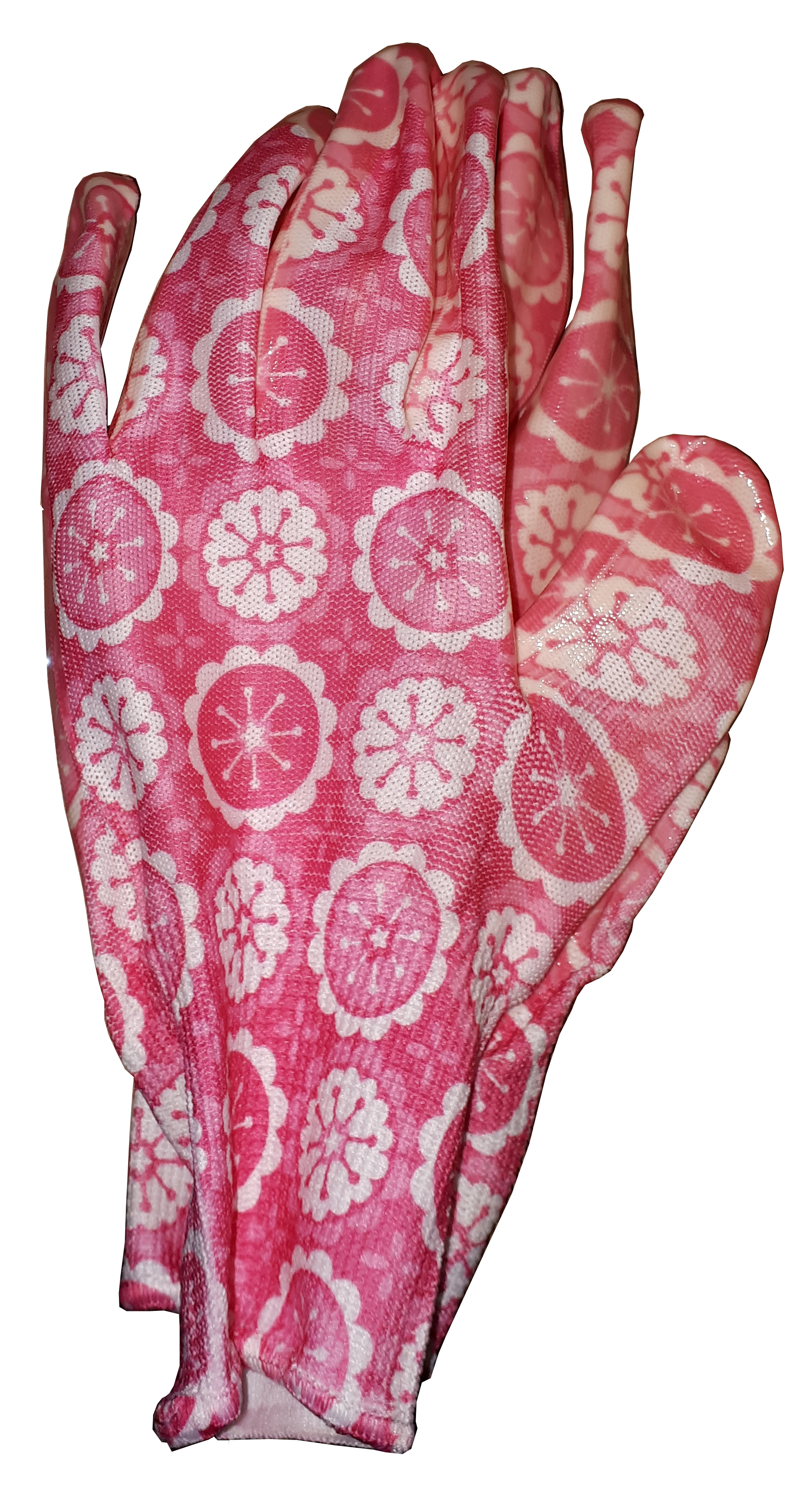 Перчатки нейлон с принтом розовые 5886/ 6287