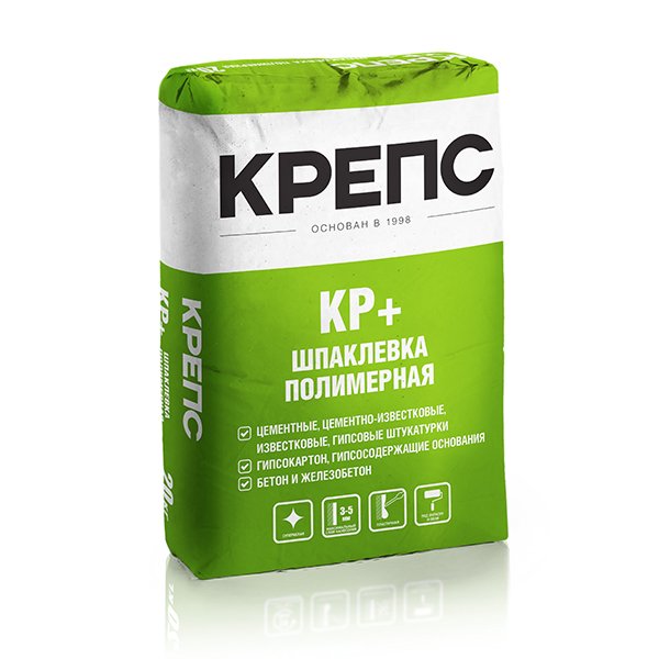 Шпатлевка полимерная Крепс КР Плюс финишная белая, 20,0кг