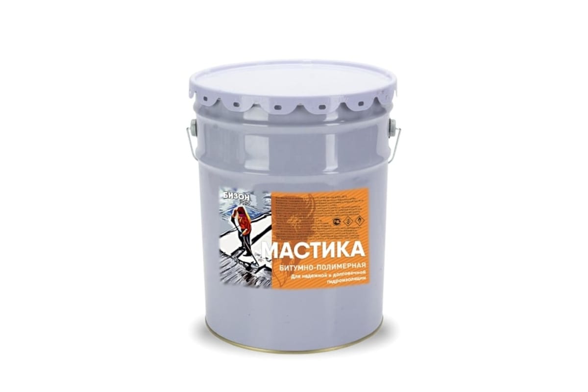 Мастика битумная Бизон 20кг Универсальная гидроизоляционная МБУ