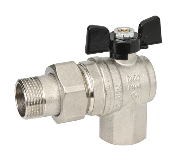 Кран шаровый 3/4" угловой с американкой бабочка 594 Bugatti