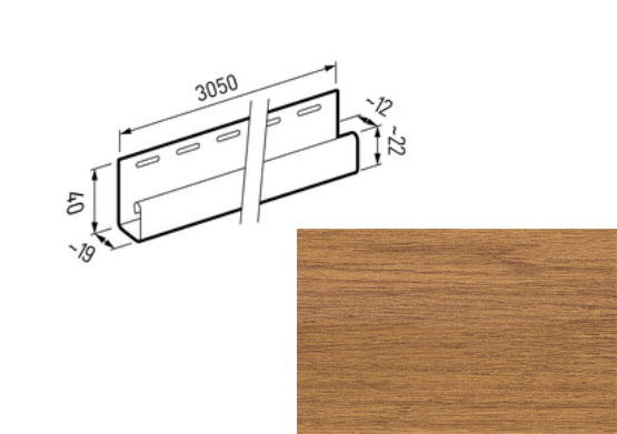 Сайдинг виниловый планка J-профиль 3,05м VOX MAX-3 дуб винчестер