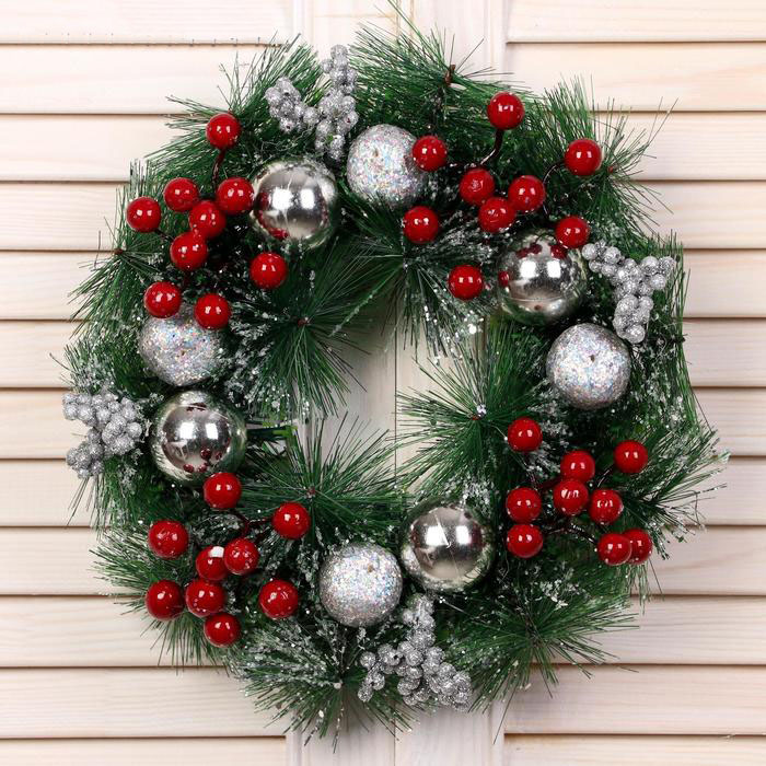 Венок новогодний d 25 см, яблоки и ягоды, 5036602