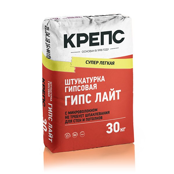 Штукатурка гипсовая КРЕПС ГИПС ЛАЙТ, 30кг белая