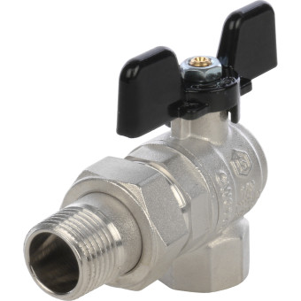 Кран шаровый 1/2" угловой с американкой бабочка STI