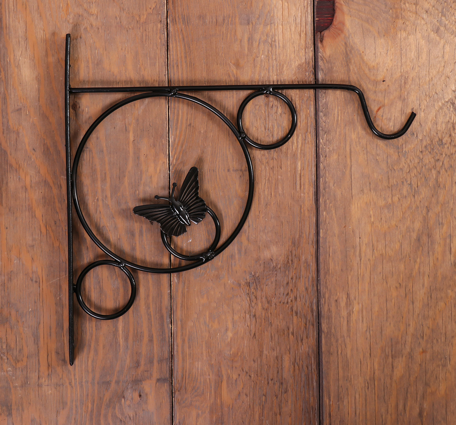 Кронштейн для кашпо, 30 см, металл, Бабочка в кольце, 52-026/4871255