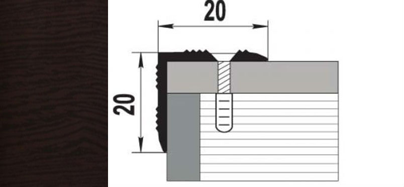 Порог ПУ 05 180 шир 20*20мм венге 094 угол внешний