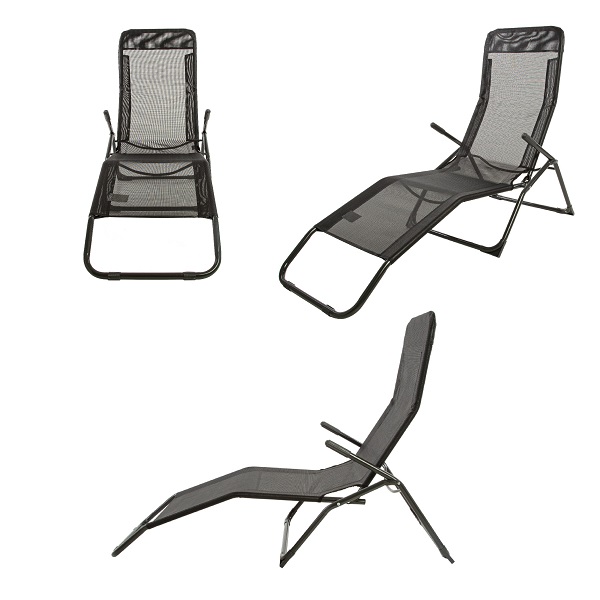 Шезлонг 137*59*109 см, чёрный,  до 110 кг, М6181