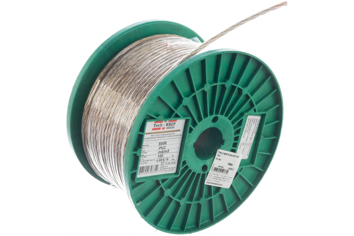 Трос 3/4мм стальной DIN3055 в оплетке ПВХ (200м)